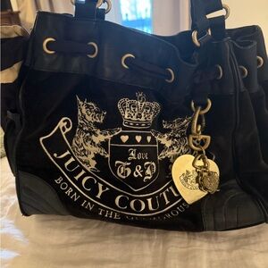 Juicy Couture Black Shoulder Bag with Gold Accents